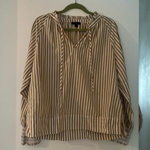 JCREW Gold and white striped cotton top